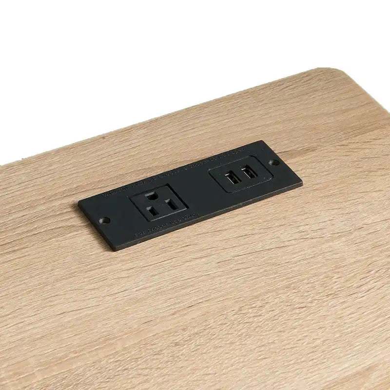 Bureau Bery 47 pouces, 1 tiroir avec poignée, port USB, marron, noir