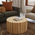 Table basse en teck massif marron naturel rond en forme de fagot de branches par East at Main