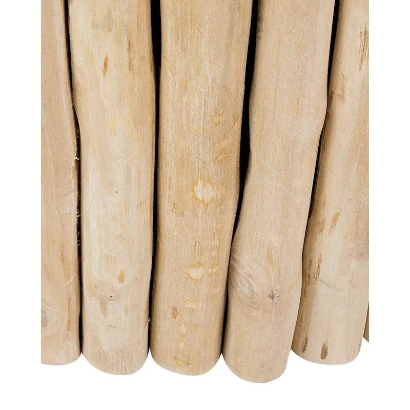 Table basse en teck massif marron naturel rond en forme de fagot de branches par East at Main