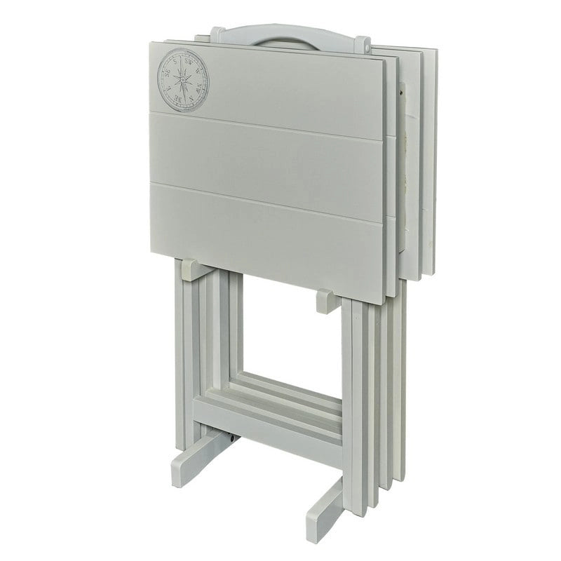 Ensemble de 5 plateaux TV pliants en bois massif Compass, couleur gris clair