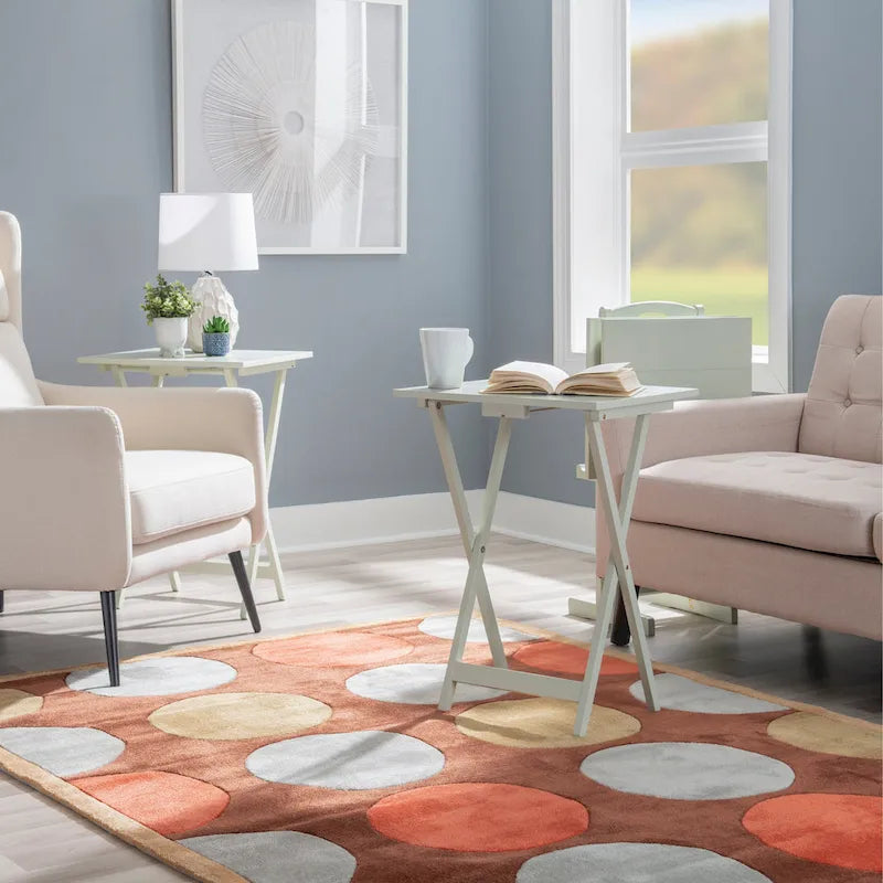 Ensemble de 5 plateaux TV pliants en bois massif Compass, couleur gris clair