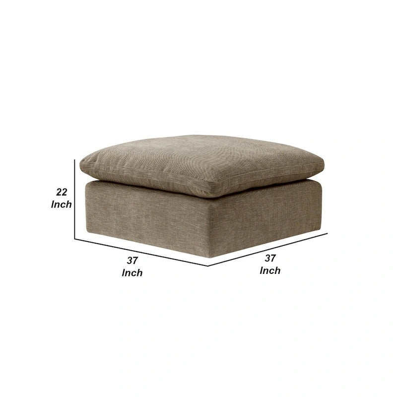 Pouf carré Scott 37 po, coussin supérieur amovible, beige