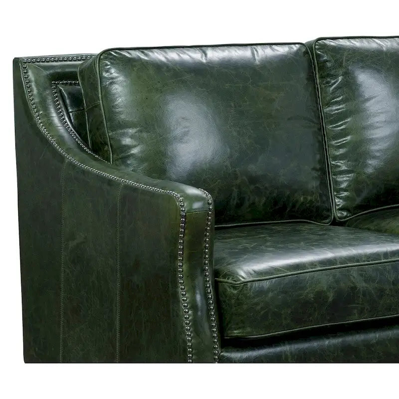 Causeuse en cuir pleine fleur vert vieilli Essex