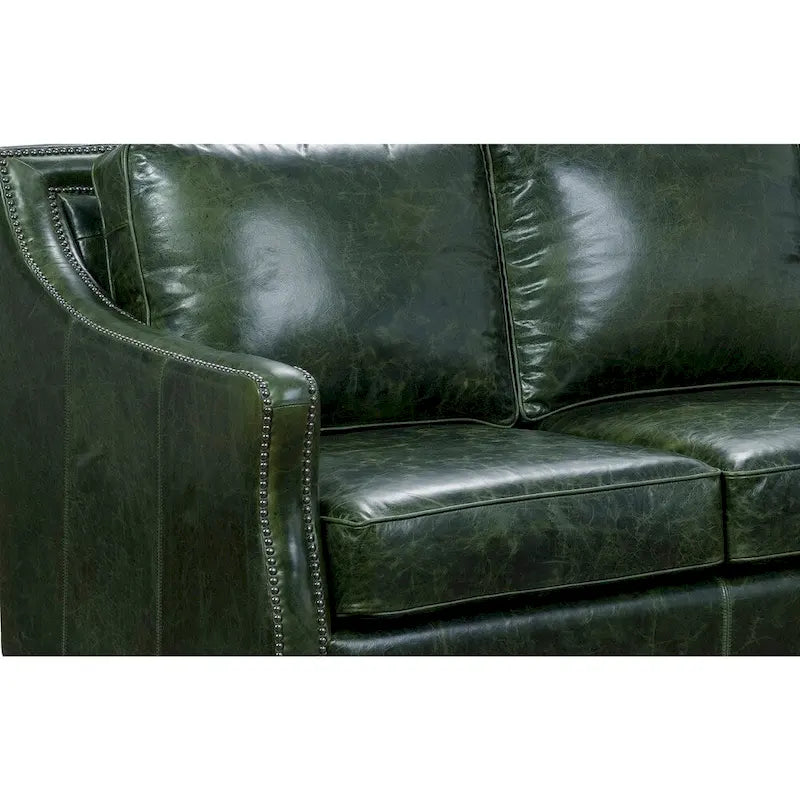 Causeuse en cuir pleine fleur vert vieilli Essex