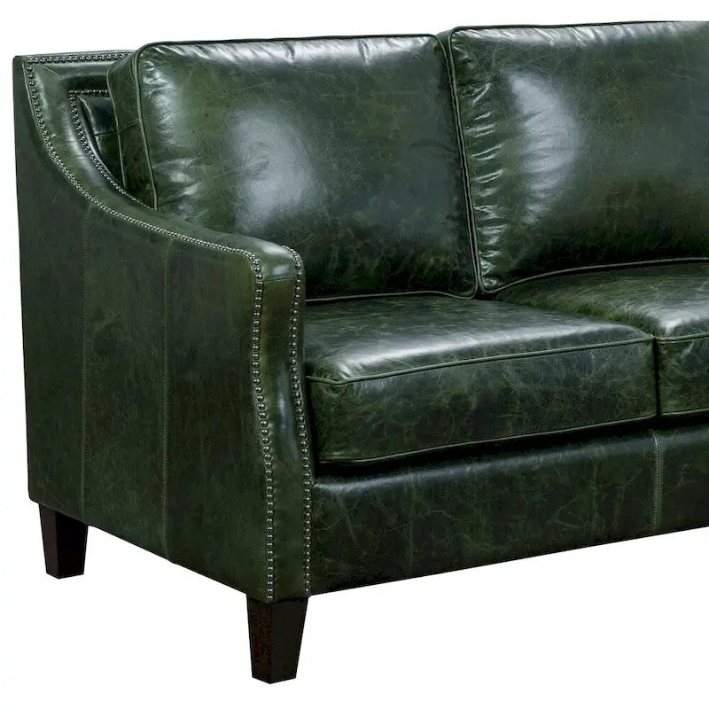 Causeuse en cuir pleine fleur vert vieilli Essex