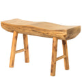 Banc d'entrée rustique en bois sculpté avec bord naturel et bûche décorative