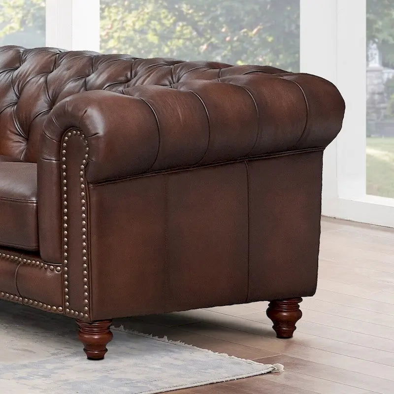 Canapé Chesterfield en cuir pleine fleur Hydeline Alton Bay