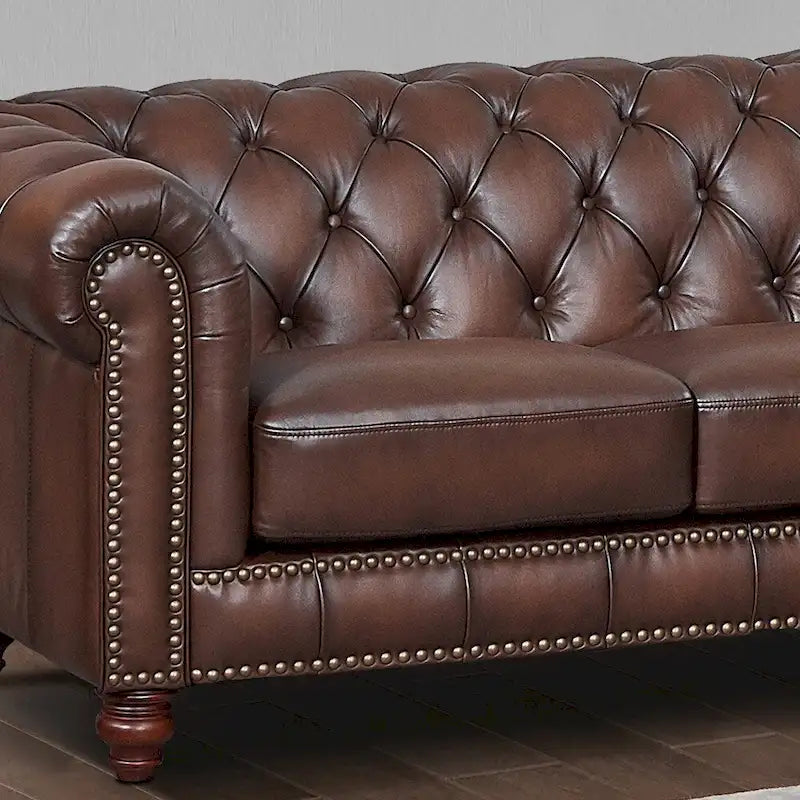 Canapé Chesterfield en cuir pleine fleur Hydeline Alton Bay
