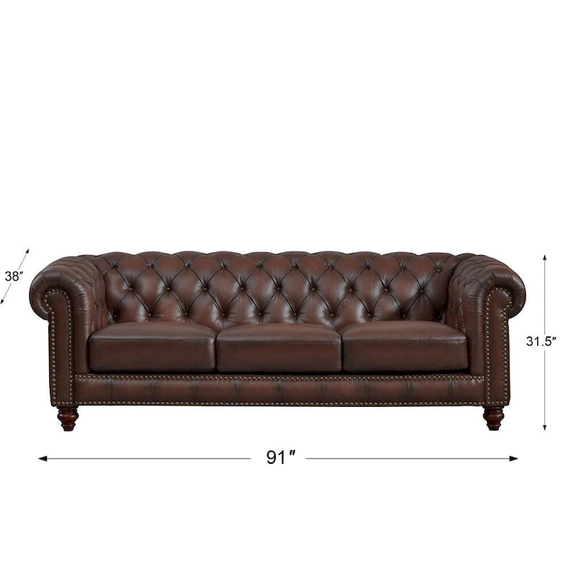Canapé Chesterfield en cuir pleine fleur Hydeline Alton Bay