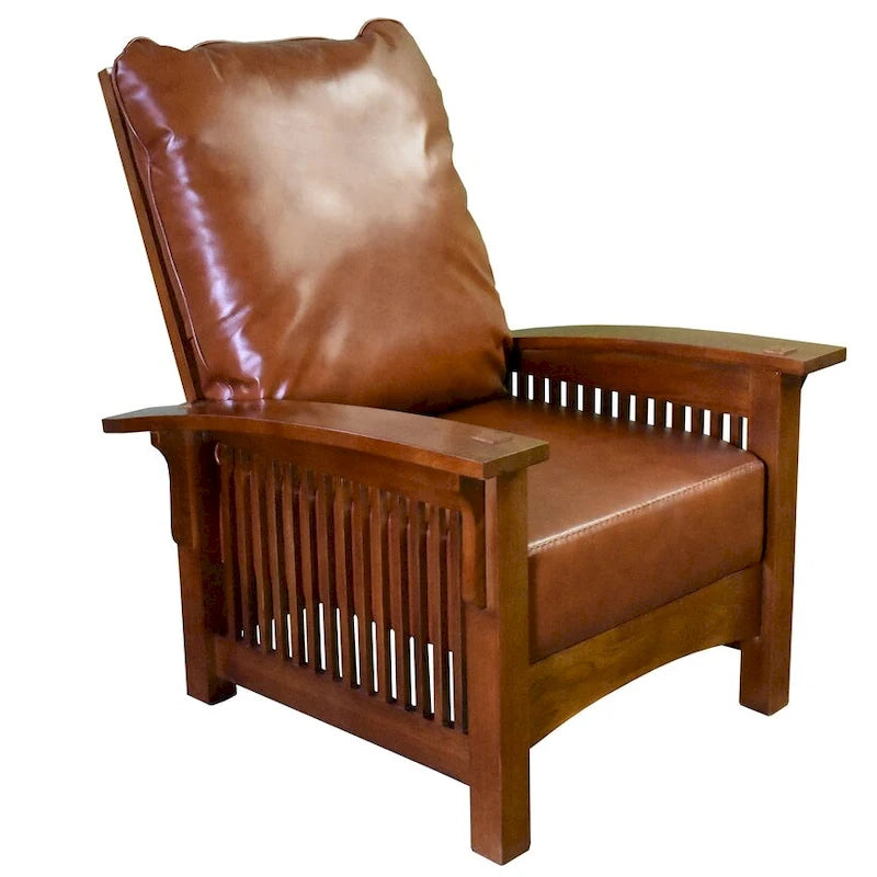 Précommandez le fauteuil Morris en cuir et chêne style « Craftsman / Mission »