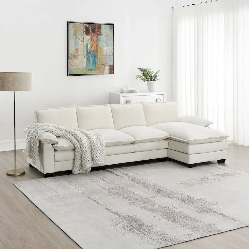 Canapé sectionnel d'angle 5 places en chenille avec méridienne réversible, convertible pour salon, appartement