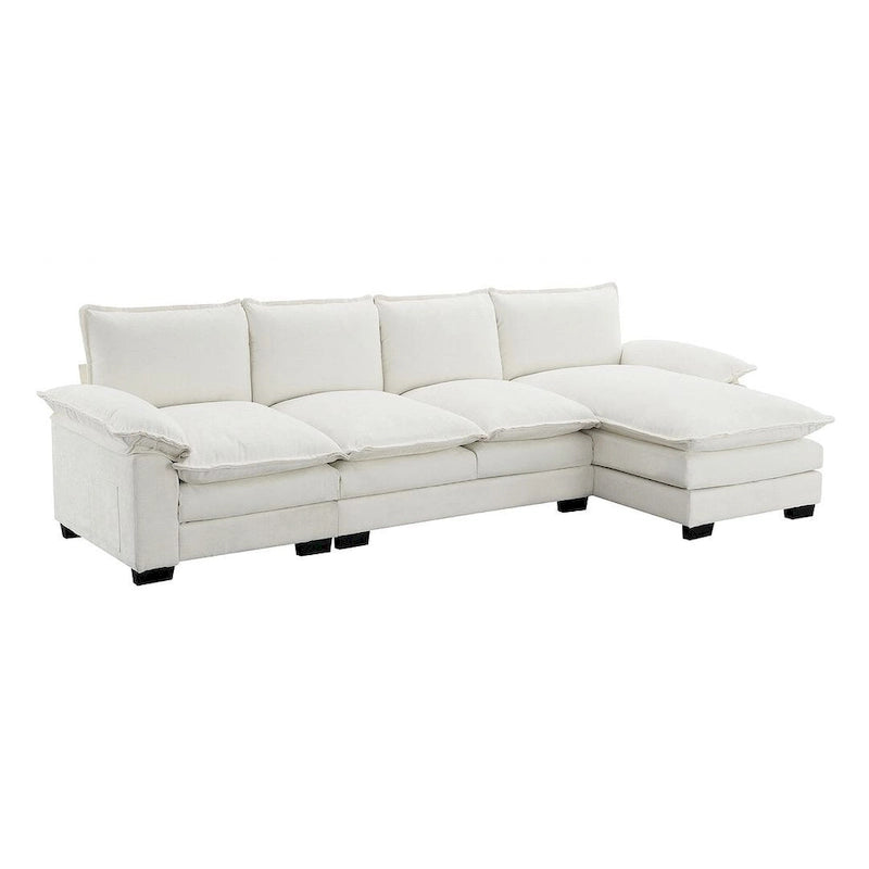 Canapé sectionnel d'angle 5 places en chenille avec méridienne réversible, convertible pour salon, appartement