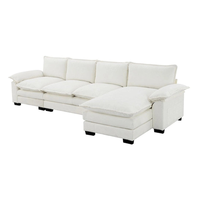 Canapé sectionnel d'angle 5 places en chenille avec méridienne réversible, convertible pour salon, appartement
