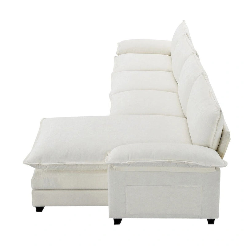 Canapé sectionnel d'angle 5 places en chenille avec méridienne réversible, convertible pour salon, appartement