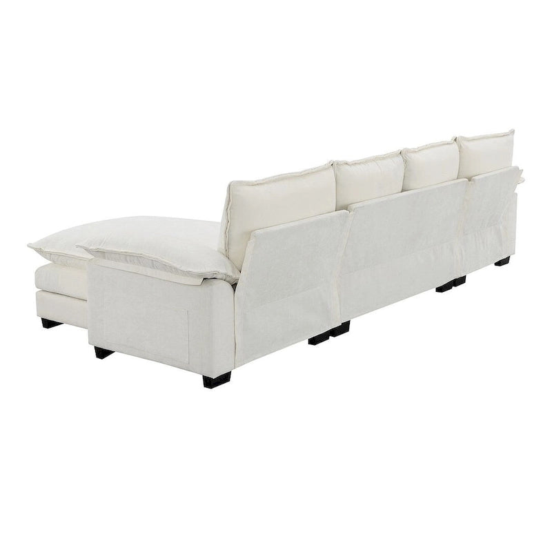 Canapé sectionnel d'angle 5 places en chenille avec méridienne réversible, convertible pour salon, appartement