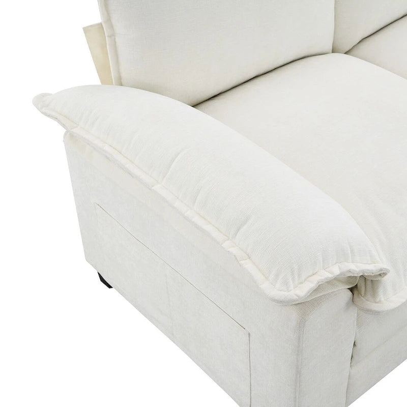 Canapé sectionnel d'angle 5 places en chenille avec méridienne réversible, convertible pour salon, appartement