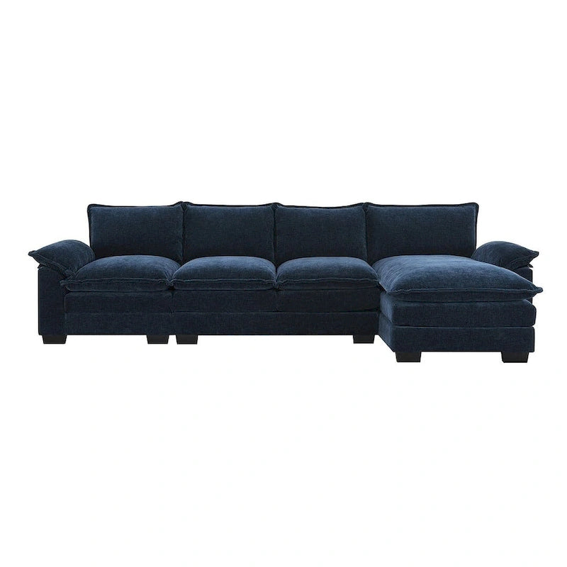Canapé sectionnel d'angle 5 places en chenille avec méridienne réversible, convertible pour salon, appartement