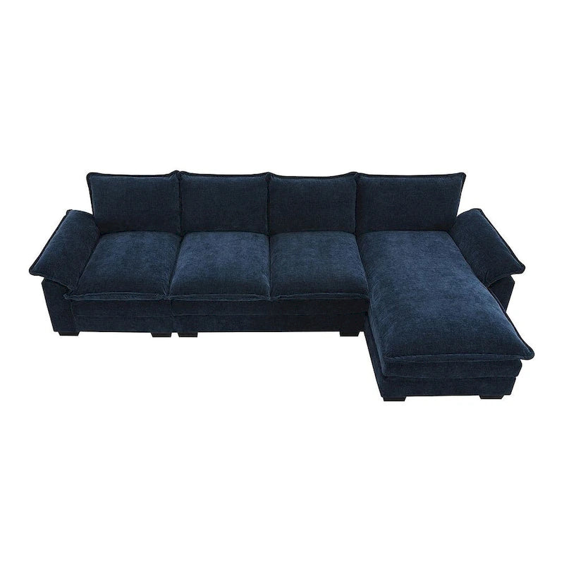 Canapé sectionnel d'angle 5 places en chenille avec méridienne réversible, convertible pour salon, appartement