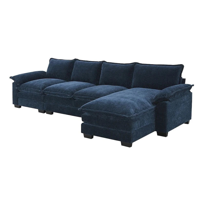 Canapé sectionnel d'angle 5 places en chenille avec méridienne réversible, convertible pour salon, appartement