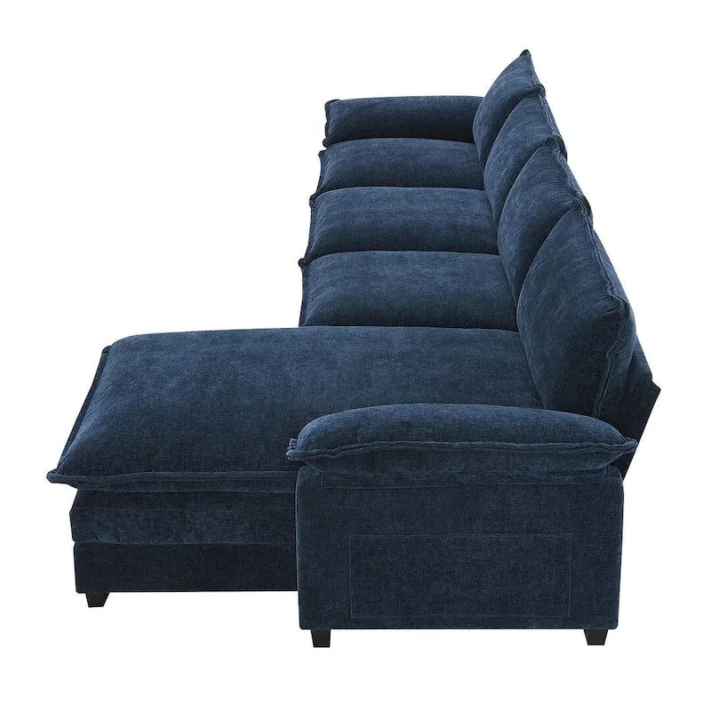 Canapé sectionnel d'angle 5 places en chenille avec méridienne réversible, convertible pour salon, appartement