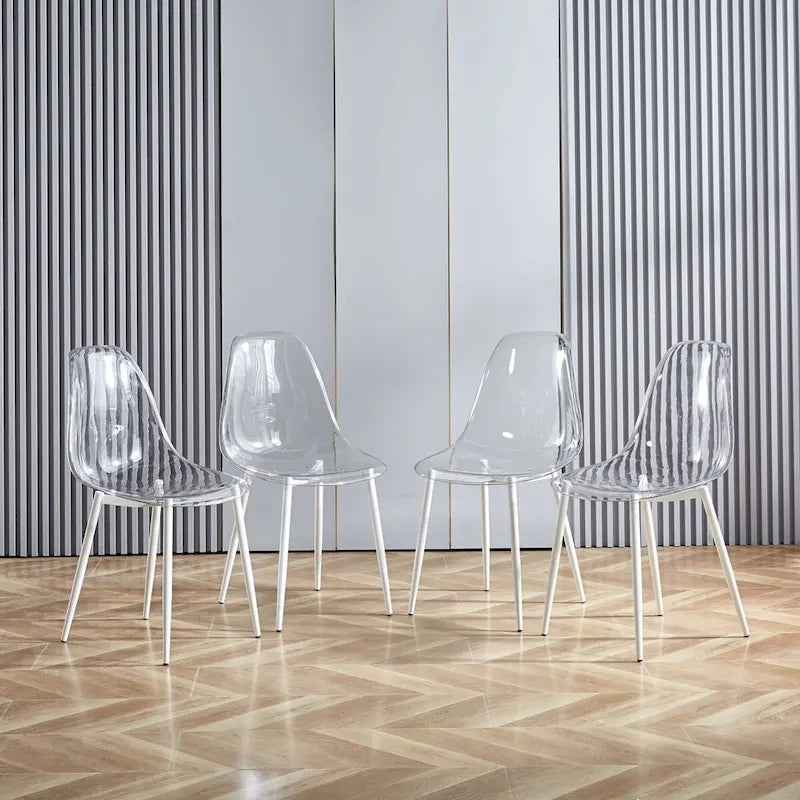 chaise de salle à manger, lot de 4, pied en métal, assise en plastique pour le salon