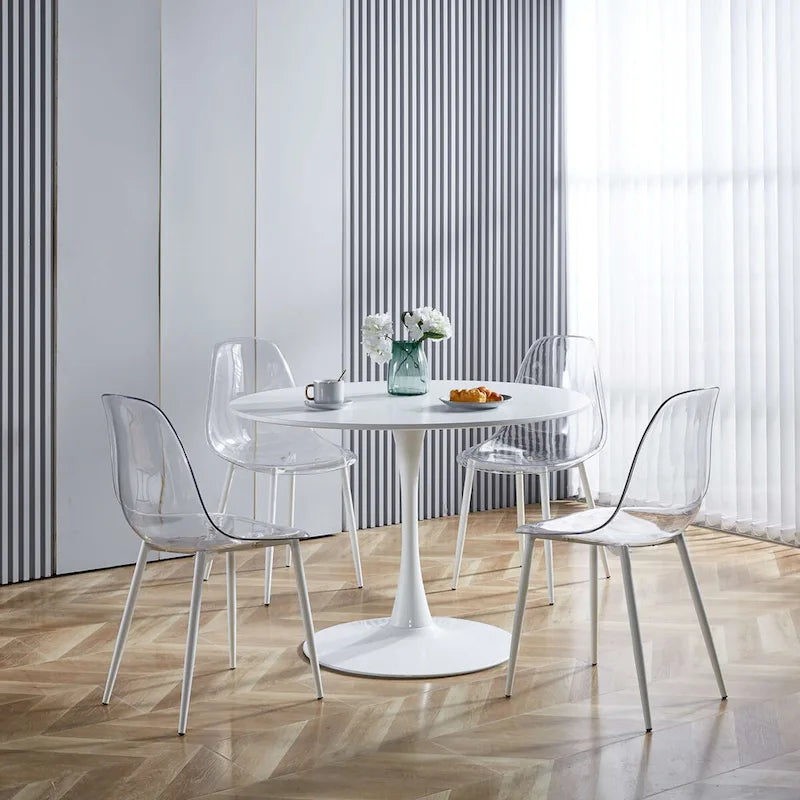 chaise de salle à manger, lot de 4, pied en métal, assise en plastique pour le salon
