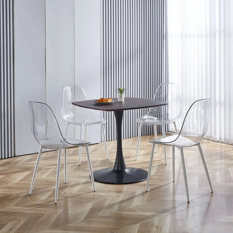 chaise de salle à manger, lot de 4, pied en métal, assise en plastique pour le salon