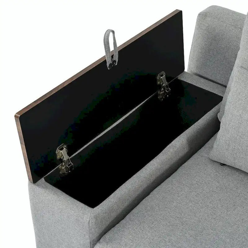 Canapé modulaire d'angle avec coussins de dossier amovibles et espace de rangement