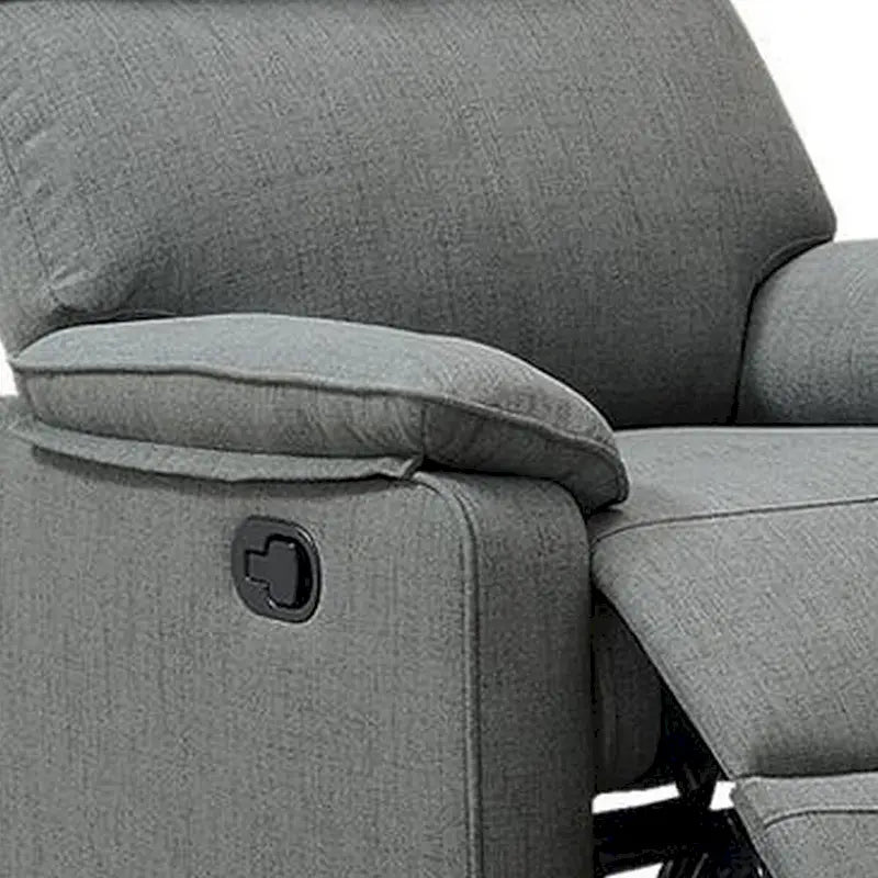 Fauteuil inclinable manuel Fery de 35 pouces, en toile de jute grise, avec assise rembourrée et bois massif
