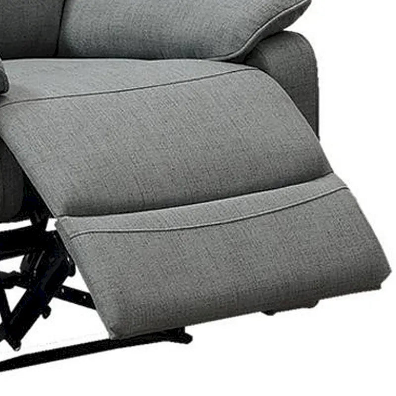 Fauteuil inclinable manuel Fery de 35 pouces, en toile de jute grise, avec assise rembourrée et bois massif