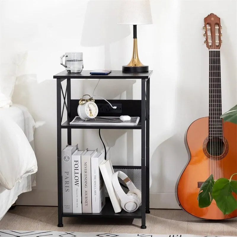 Meuble support pour tourne-disque avec station de charge – 15,75 x 11,41 x 25,59