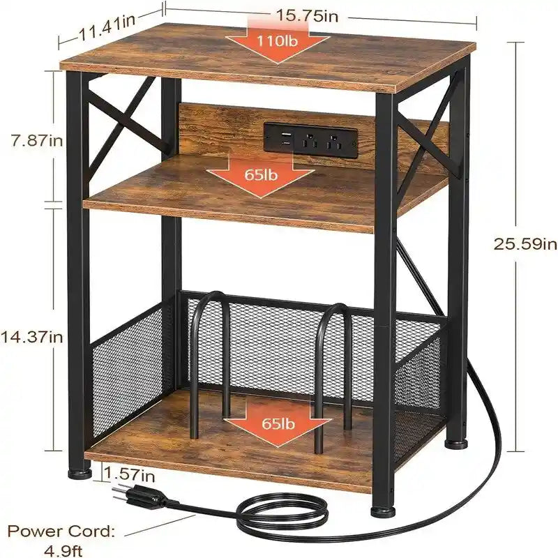 Meuble support pour tourne-disque avec station de charge – 15,75 x 11,41 x 25,59