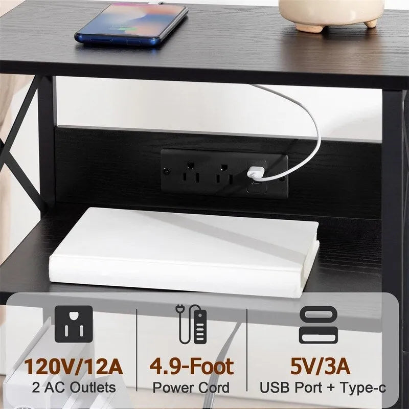 Meuble support pour tourne-disque avec station de charge – 15,75 x 11,41 x 25,59