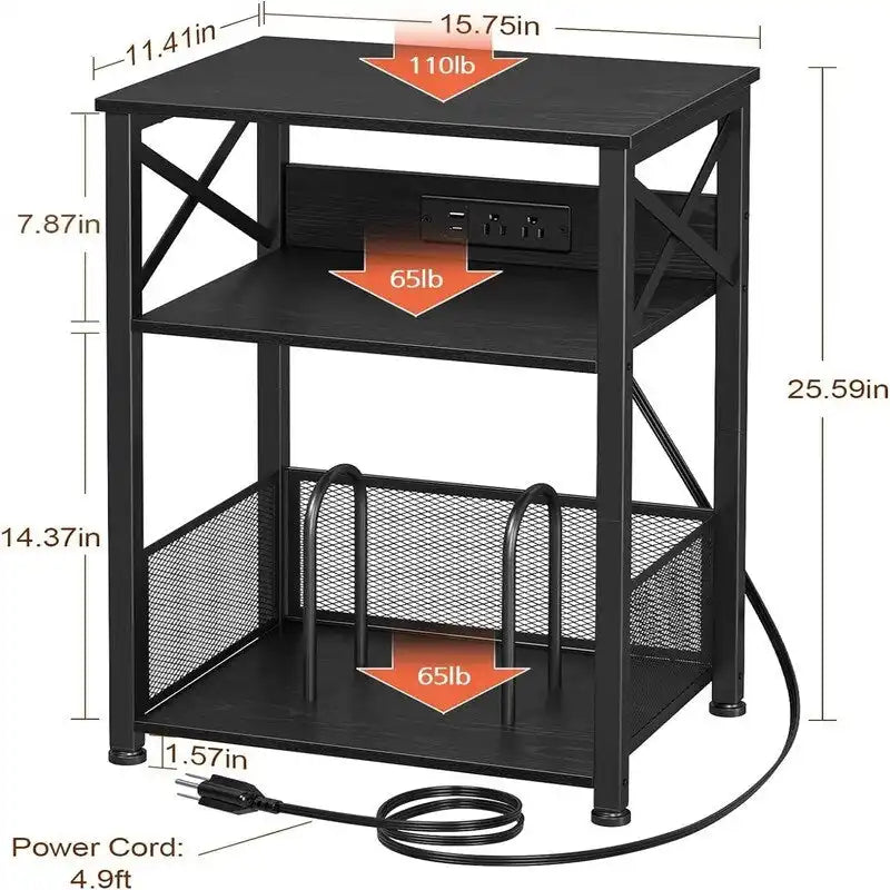 Meuble support pour tourne-disque avec station de charge – 15,75 x 11,41 x 25,59