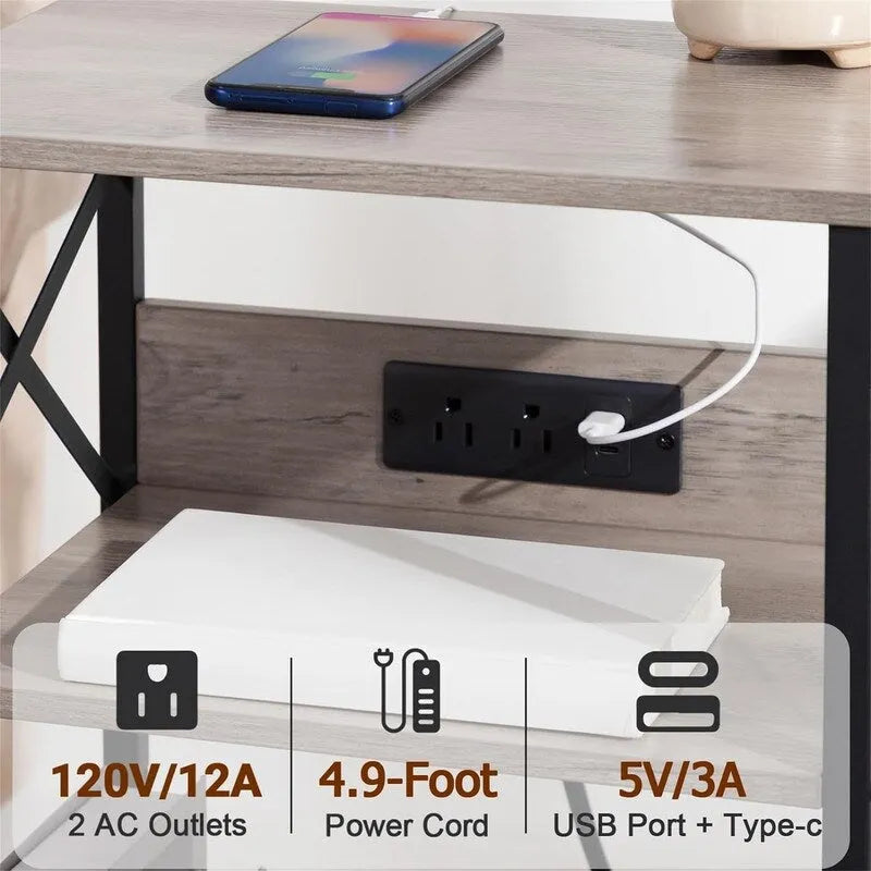 Meuble support pour tourne-disque avec station de charge – 15,75 x 11,41 x 25,59