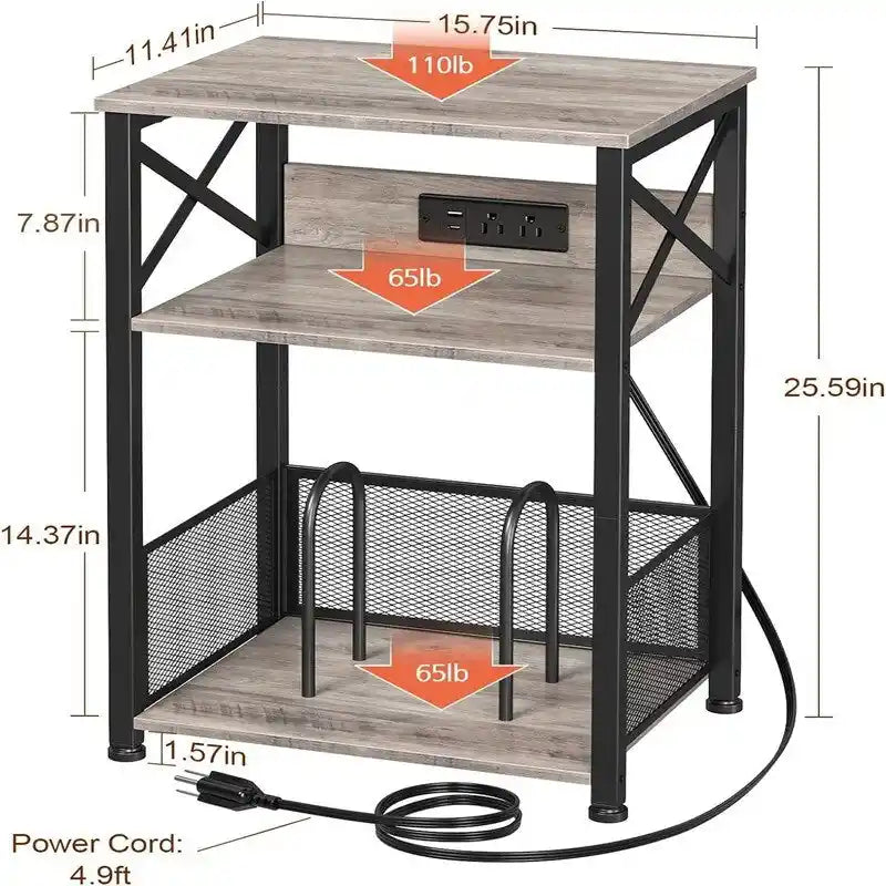 Meuble support pour tourne-disque avec station de charge – 15,75 x 11,41 x 25,59