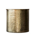 Table Tambour en Métal Martelé Laiton avec Couvercle