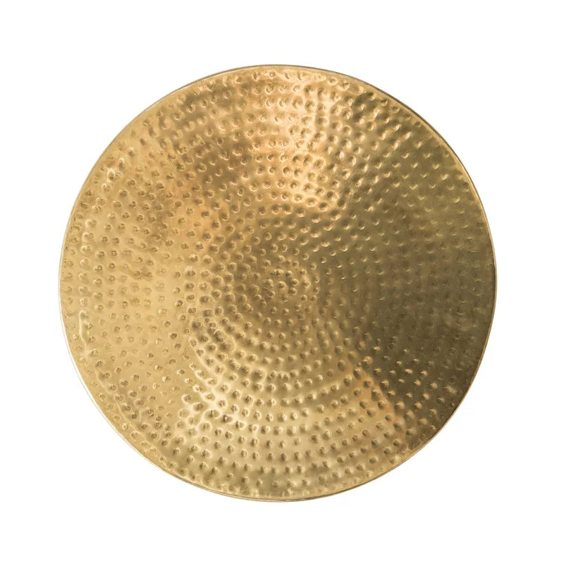 Table Tambour en Métal Martelé Laiton avec Couvercle