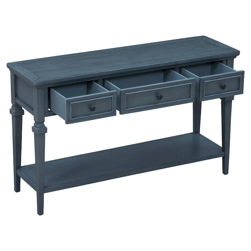 Console Rétro avec 3 Tiroirs et Étagère Inférieure
