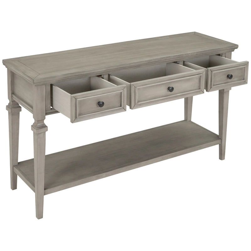 Console Rétro avec 3 Tiroirs et Étagère Inférieure