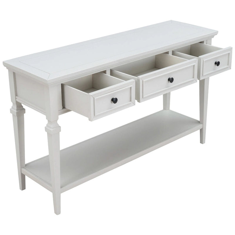 Console Rétro avec 3 Tiroirs et Étagère Inférieure
