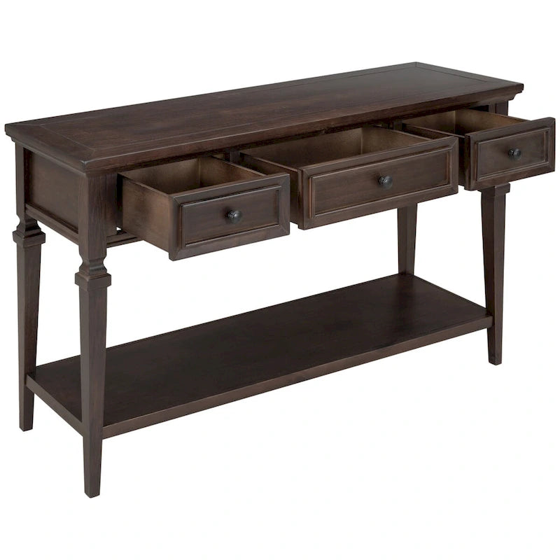 Console Rétro avec 3 Tiroirs et Étagère Inférieure