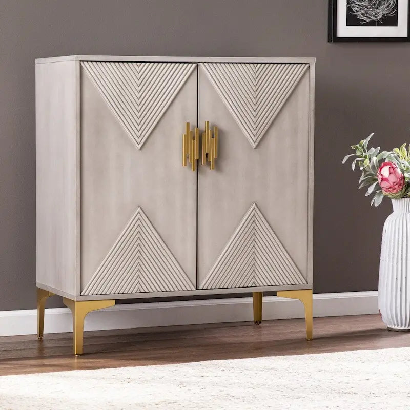 Buffet d'appoint contemporain en bois texturé géométrique gris
