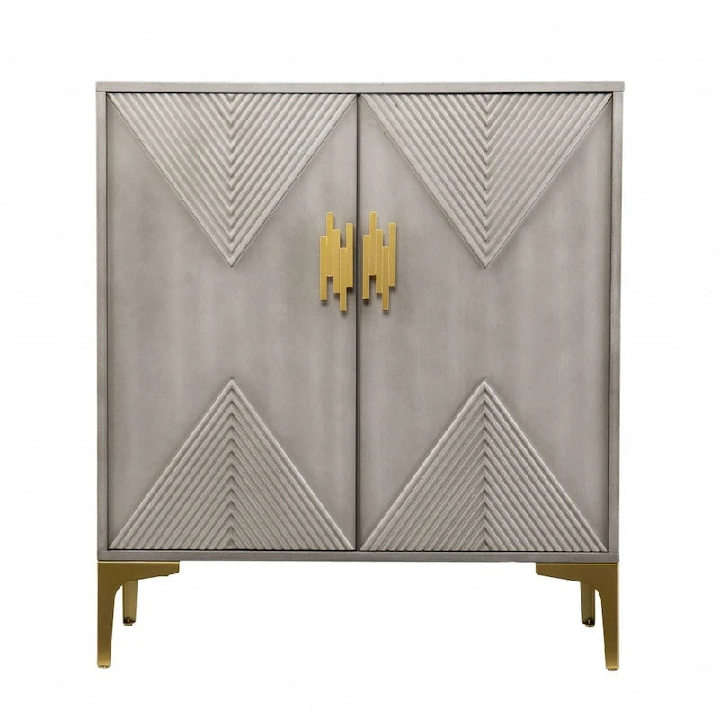 Buffet d'appoint contemporain en bois texturé géométrique gris