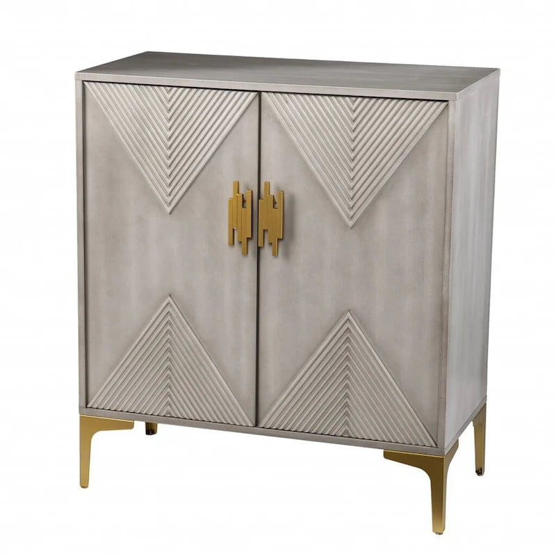 Buffet d'appoint contemporain en bois texturé géométrique gris