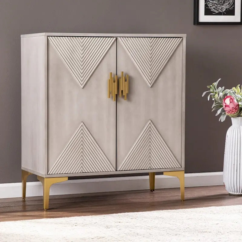 Buffet d'appoint contemporain en bois texturé géométrique gris