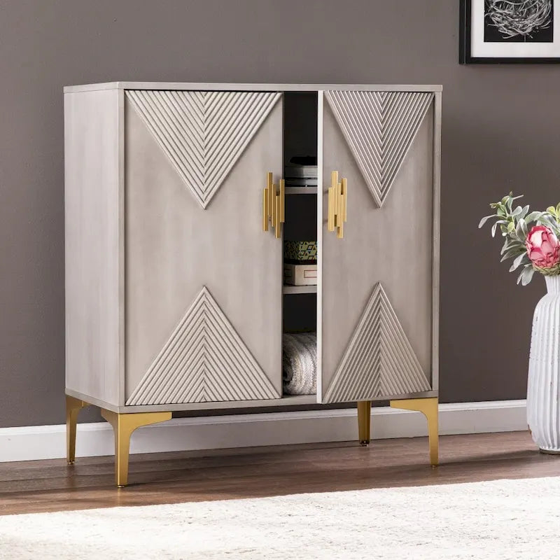 Buffet d'appoint contemporain en bois texturé géométrique gris
