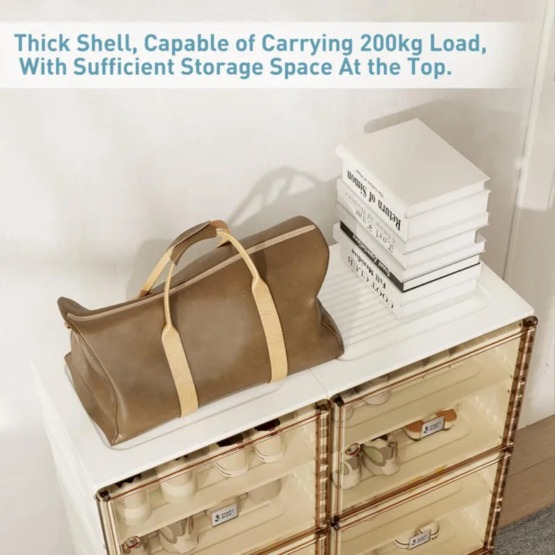 Meuble de rangement empilable avec portes et étagères, boîte à chaussures pour placard