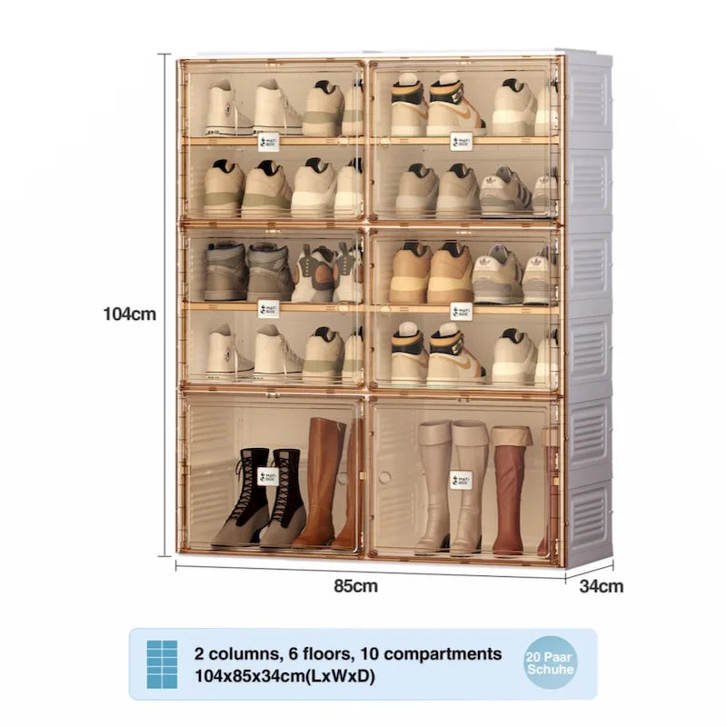 Meuble de rangement empilable avec portes et étagères, boîte à chaussures pour placard