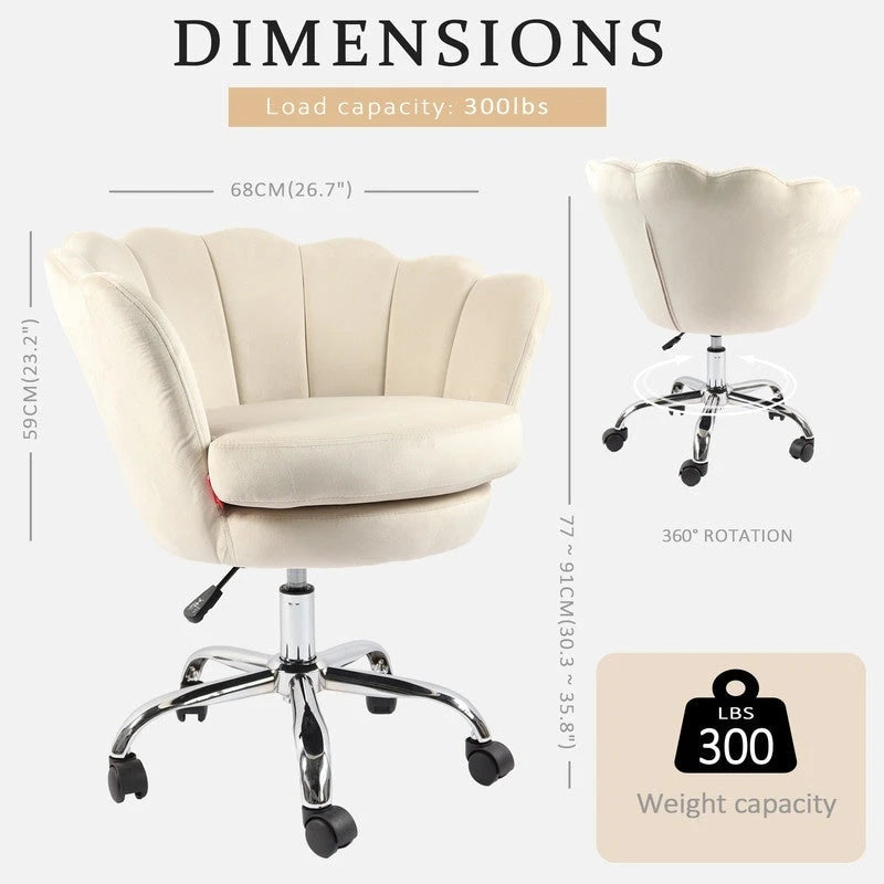 VANITII Fauteuil d'appoint Chaise de bureau pivotante avec roulettes Moderne Réglable en hauteur Rose/Gris/Blanc